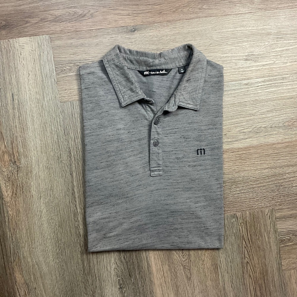 TravisMathew Space Dye Performance Golf Tennis Polo Shirt Mens XL Heather Gray